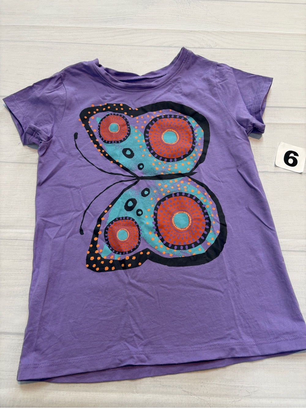 Tea Collection Purple Butterfly Tee with Turquoise & Orange Accents